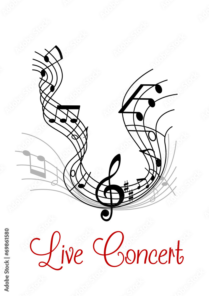 Fototapeta premium Musical composition with wave and notes