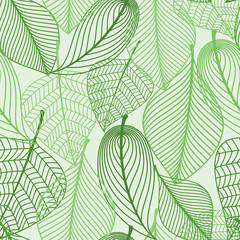 Green leaves seamless pattern background