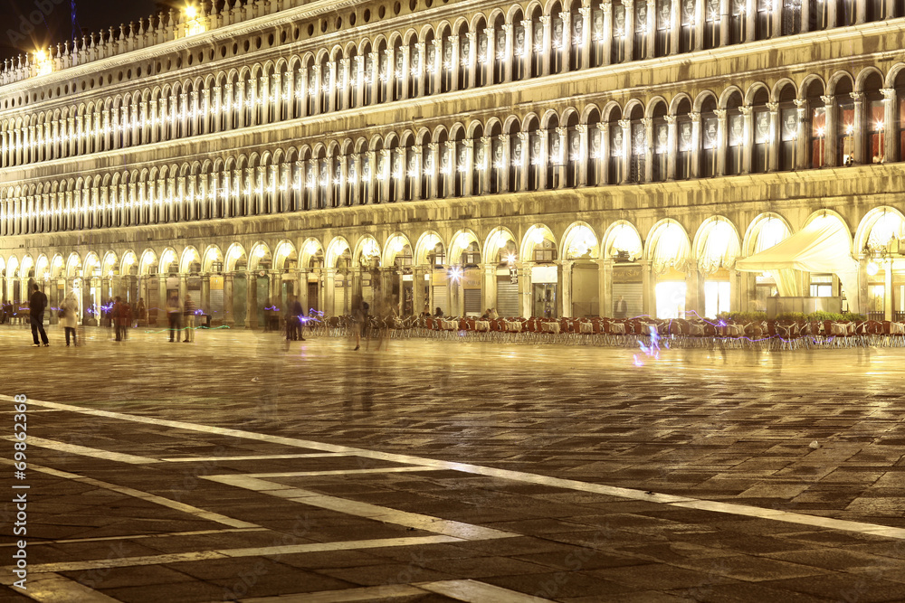 beautiful St Mark square at night, Venice, Italy