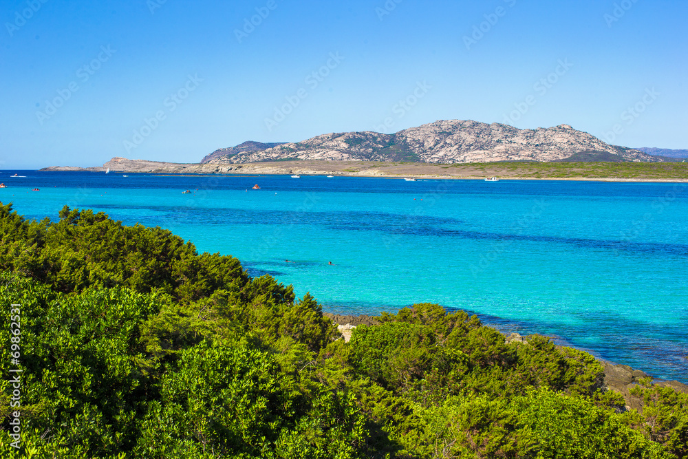 Beautiful view of the turquoise sea and the mountains