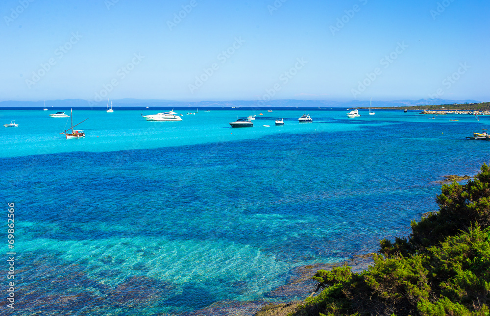 Beautiful view of the turquoise clear sea on Sardinia