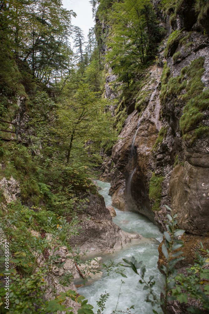 Waterfalls through rocks large cascades down. Waterfalls through rocks large cascades down.