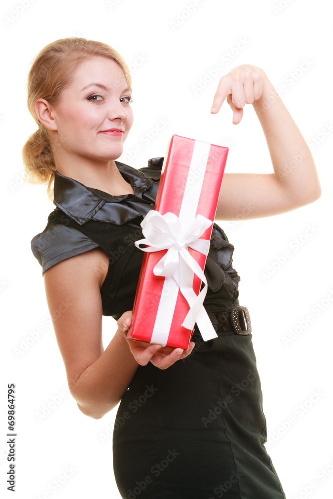 holidays love happiness concept - girl with gift box holidays love happiness concept - girl with gift box