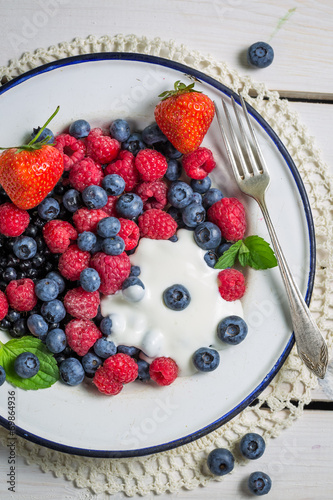Berry fruits with cream