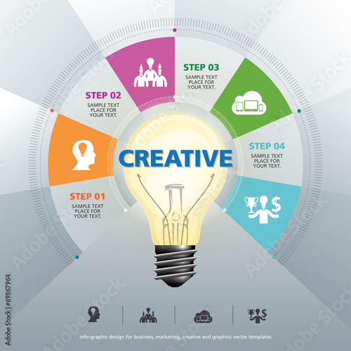 BULB ICON WITH IDEA CONCEPT INFO GRAPHIC