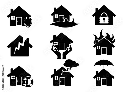 Property insurance icons set