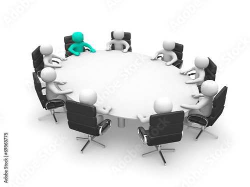 Quadro su tela 3D men sitting at a table and having business meeting