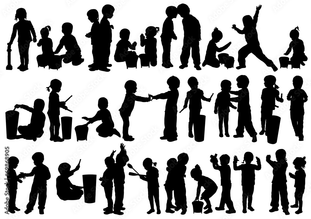 children silhouettes children silhouettes