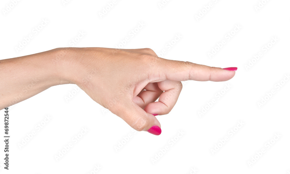 Female hand point with finger Female hand point with finger
