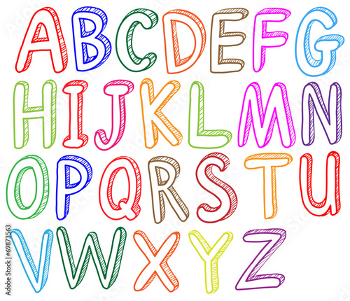 Colorful font styles of the alphabet