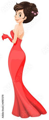 A lady wearing a cocktail dress