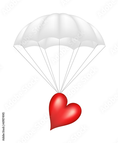 Fototapeta Naklejka Na Ścianę i Meble -  Heart at white parachute