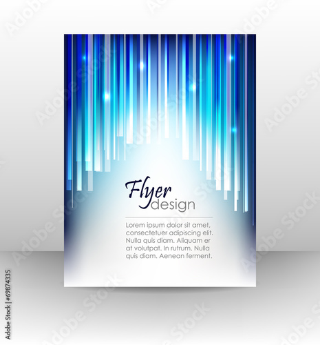 Business flyer template, cover design with blue lines