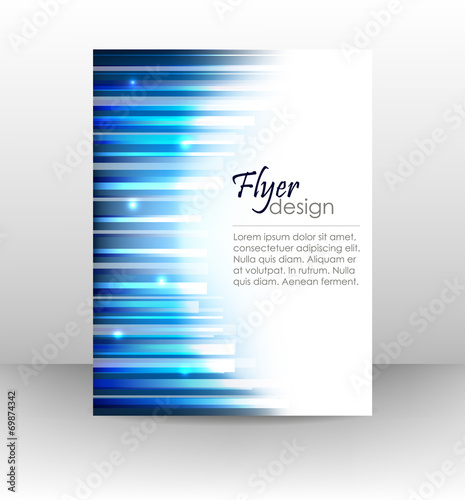 Business flyer template, cover design with blue lines