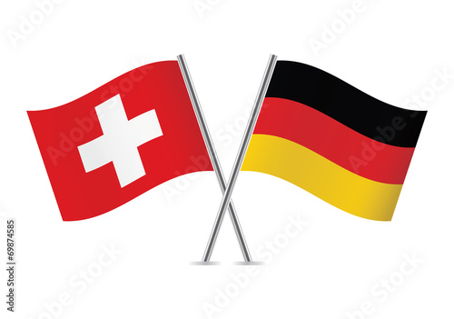 German and Swiss flags. Vector illustration.