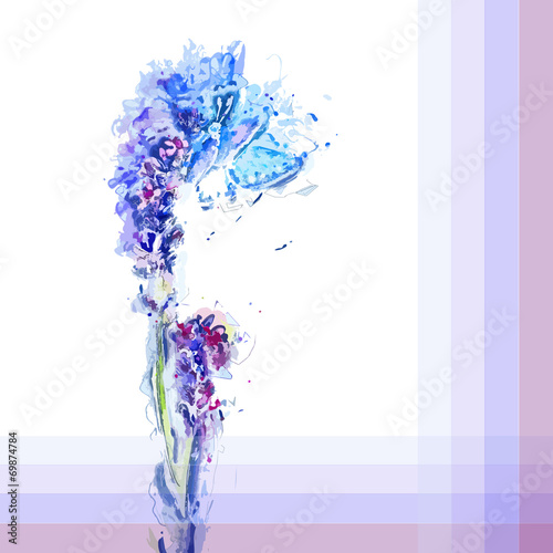 Fototapeta Grunge painting lavender flowers.