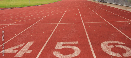 Red running track with number