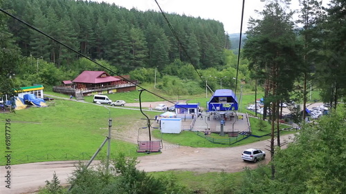 Ski chairlift on Mount Tserkovka in Belokurikha. photo