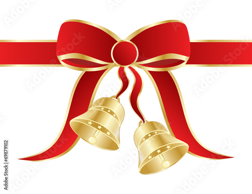 Weihnachtsglocken an Geschenkschleifen