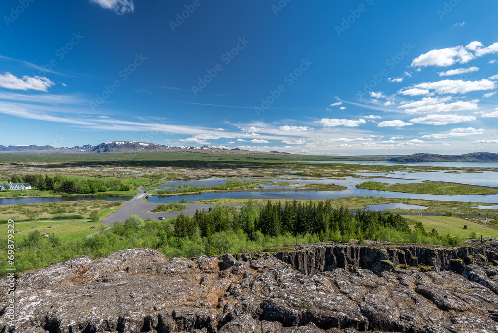 Scenic view of famous Thingvellir, Iceland.