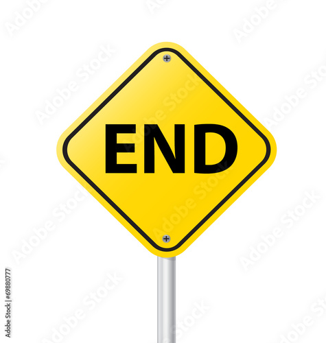 END warning sign isolated on white vector illustration