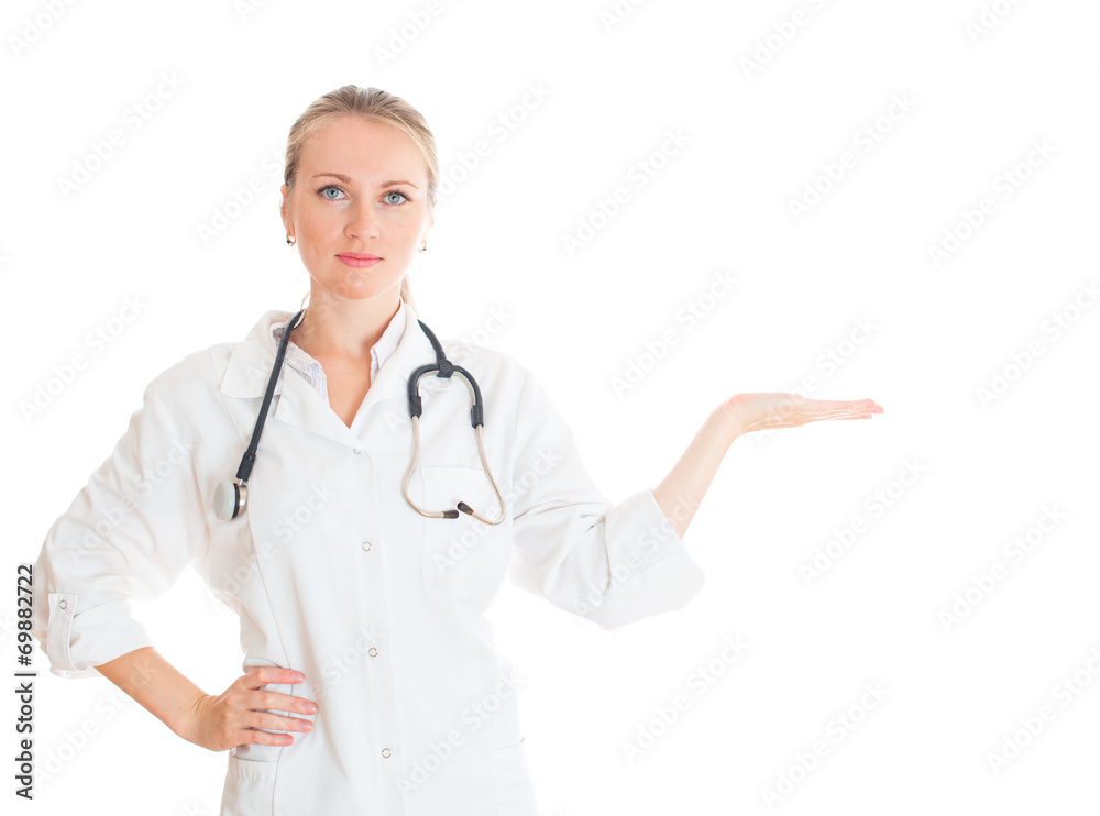 Portrait of female doctor. Place for your text. Portrait of female doctor. Place for your text.