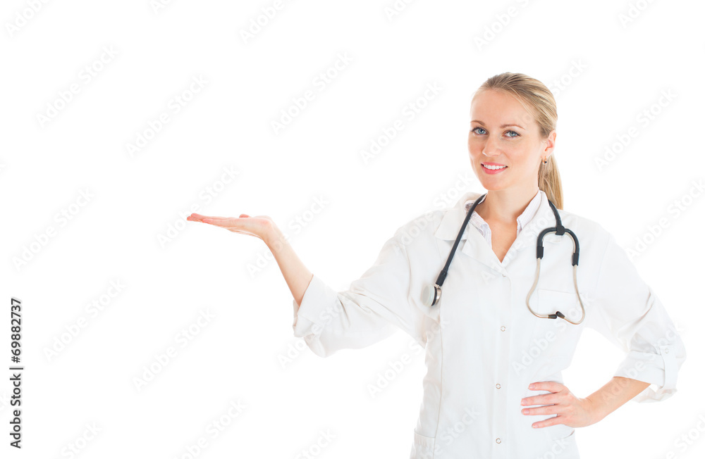Portrait of smiling female doctor. Place for your text. Portrait of smiling female doctor. Place for your text.