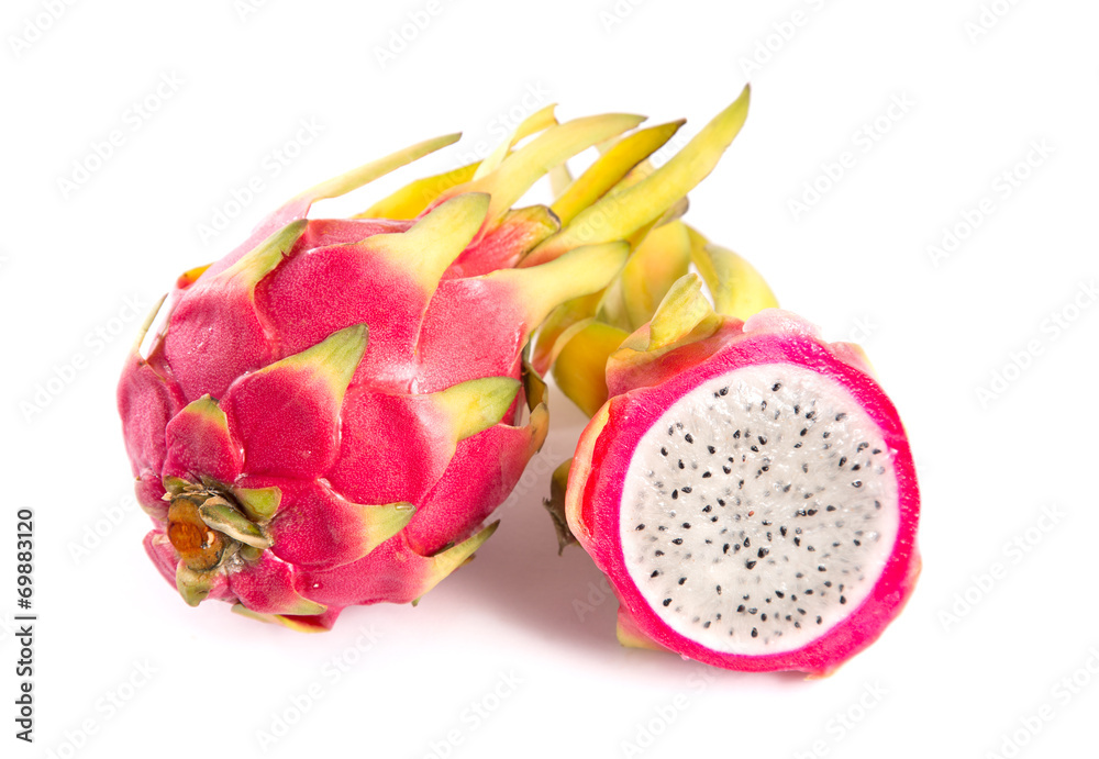 Whole and a half dragon fruit Whole and a half dragon fruit