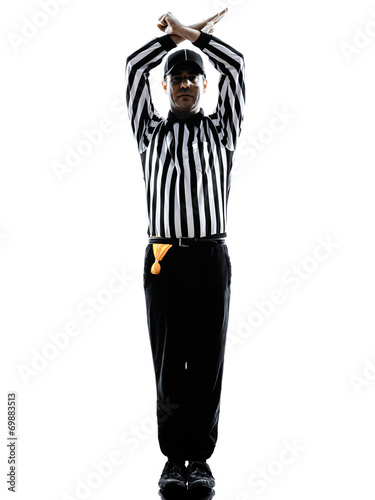 Canvas Print american football referee gestures personal foul silhouette