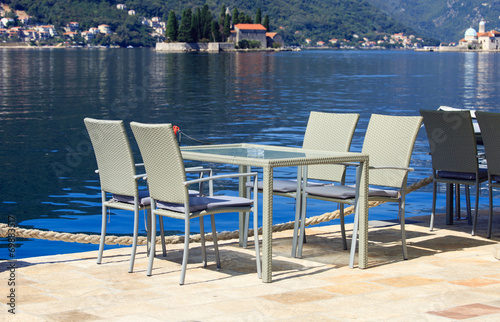 Scenic cafe tables in Montenegro