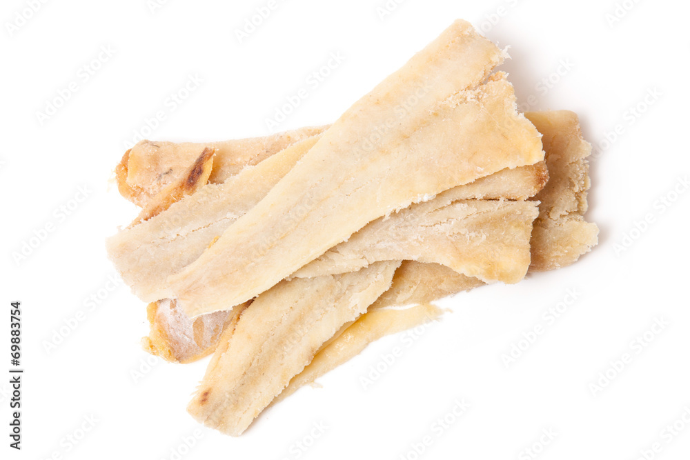 Pieces of salt cod fish Pieces of salt cod fish