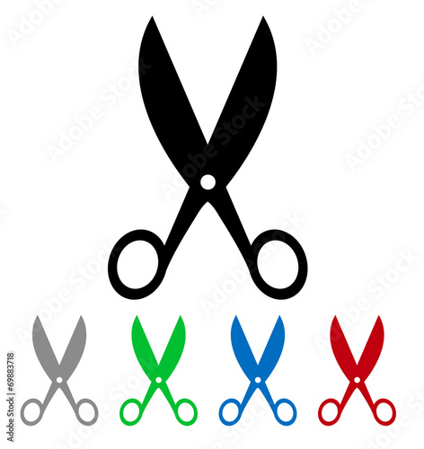 isolated colorful big and small scissors
