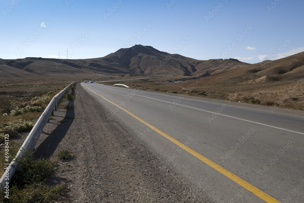 road in desert mountains of Azerbaijan