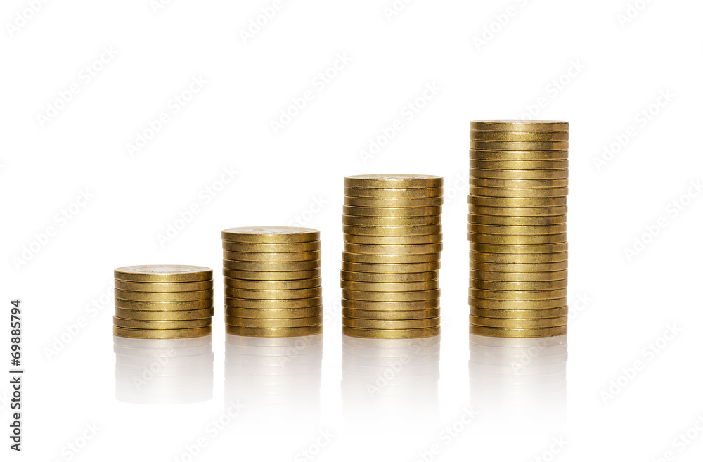 stack of golden coins isolated on white background stack of golden coins isolated on white background
