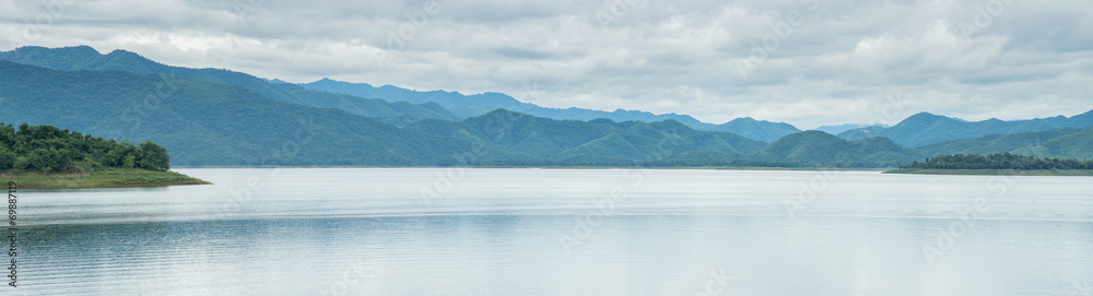 Mountain lake panorama view