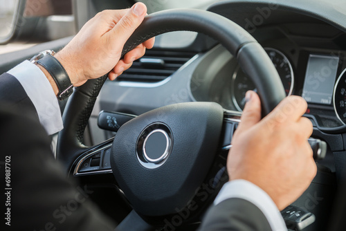 Man steering wheel.