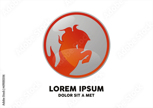 Symbolics with the image red cyrcle horses logo vector