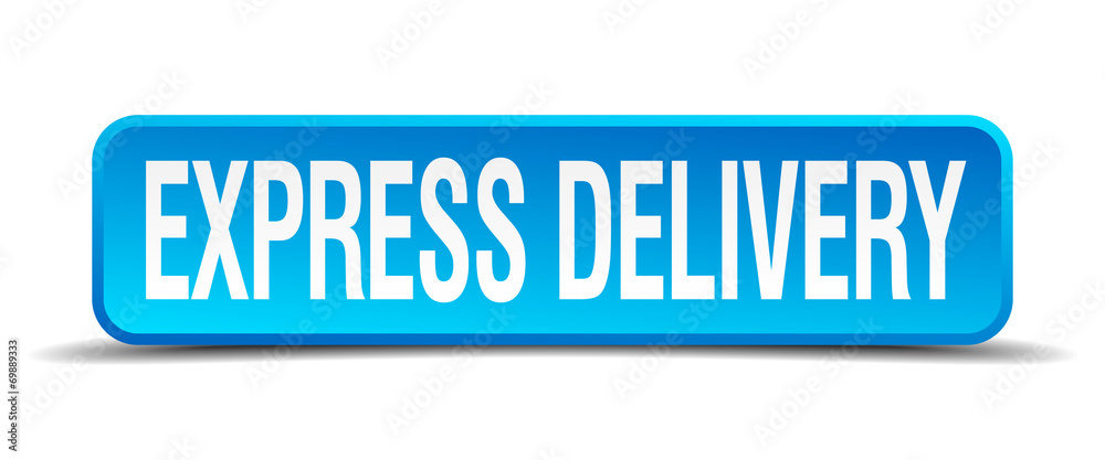 express delivery blue 3d realistic square isolated button express delivery blue 3d realistic square isolated button
