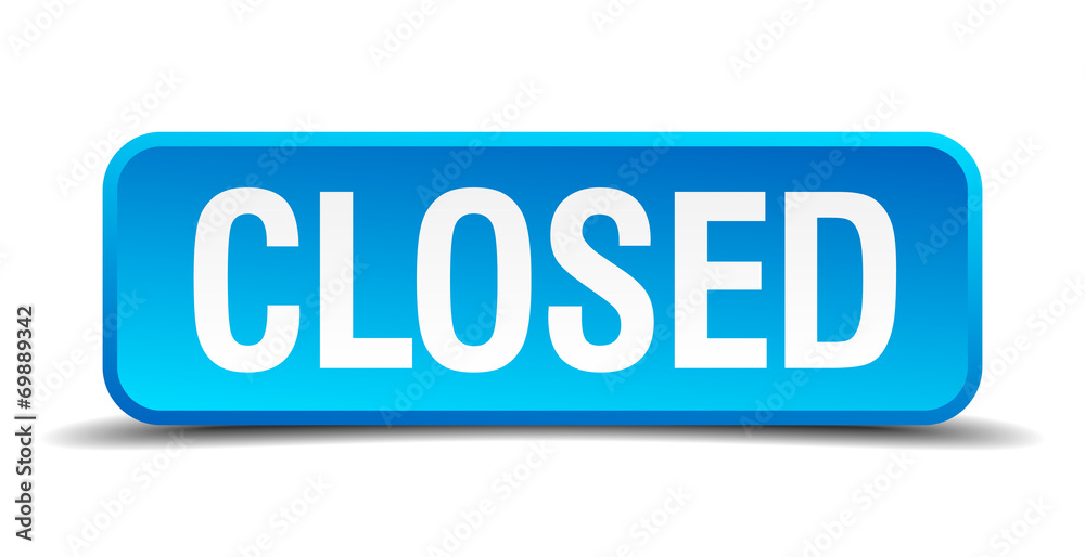 closed blue 3d realistic square isolated button closed blue 3d realistic square isolated button