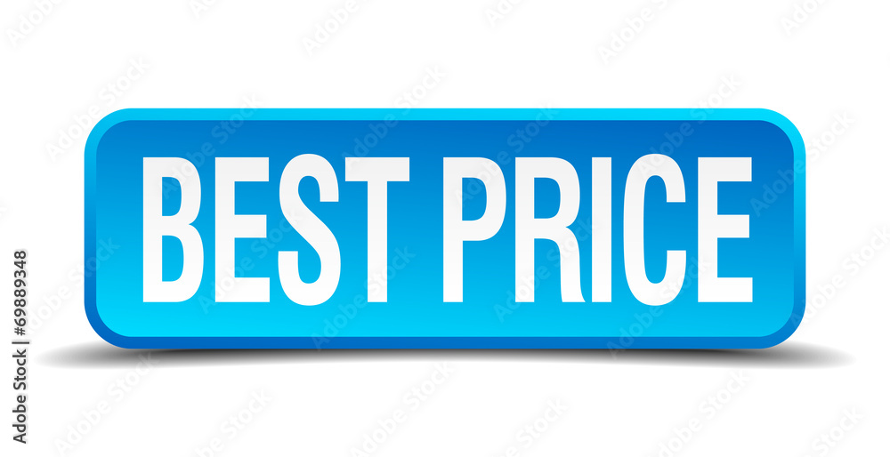 best price blue 3d realistic square isolated button best price blue 3d realistic square isolated button