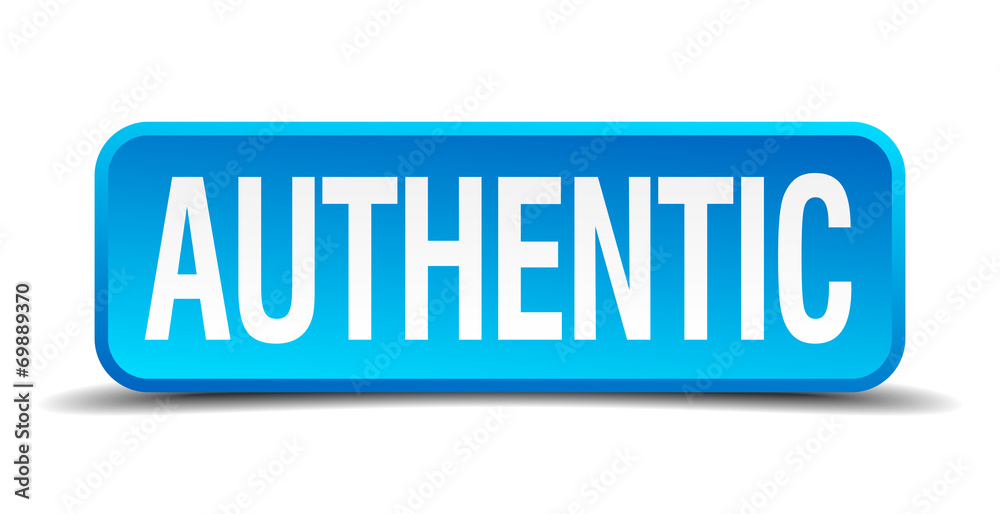 authentic blue 3d realistic square isolated button authentic blue 3d realistic square isolated button