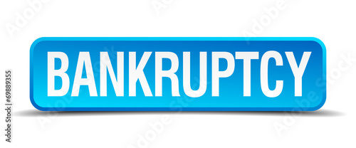 bankruptcy blue 3d realistic square isolated button