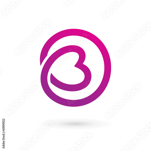 Letter B heart logo icon design template elements.