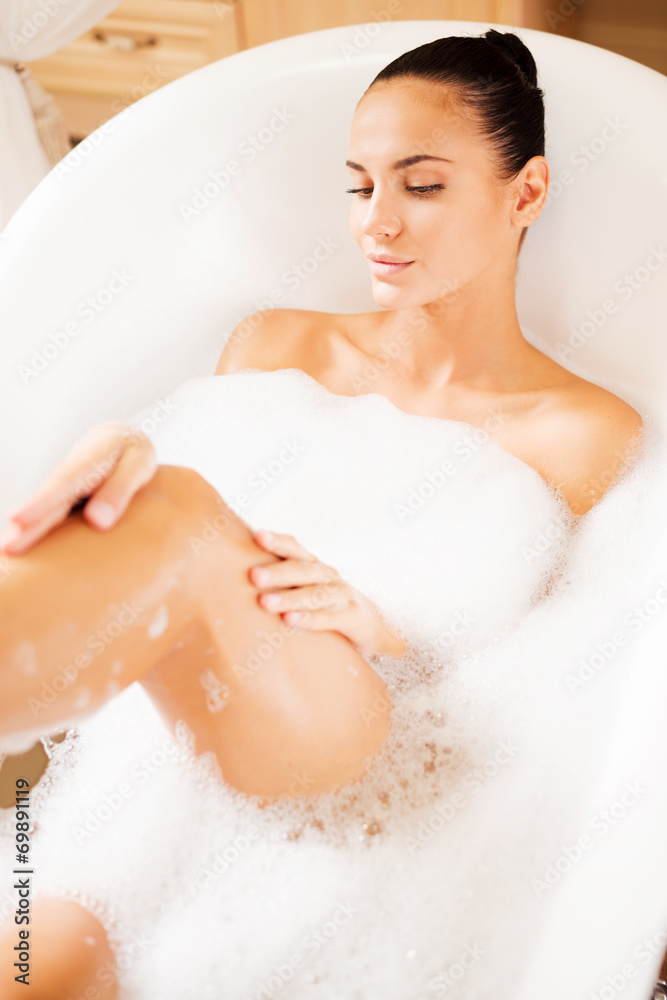 Taking care of her skin. Taking care of her skin.