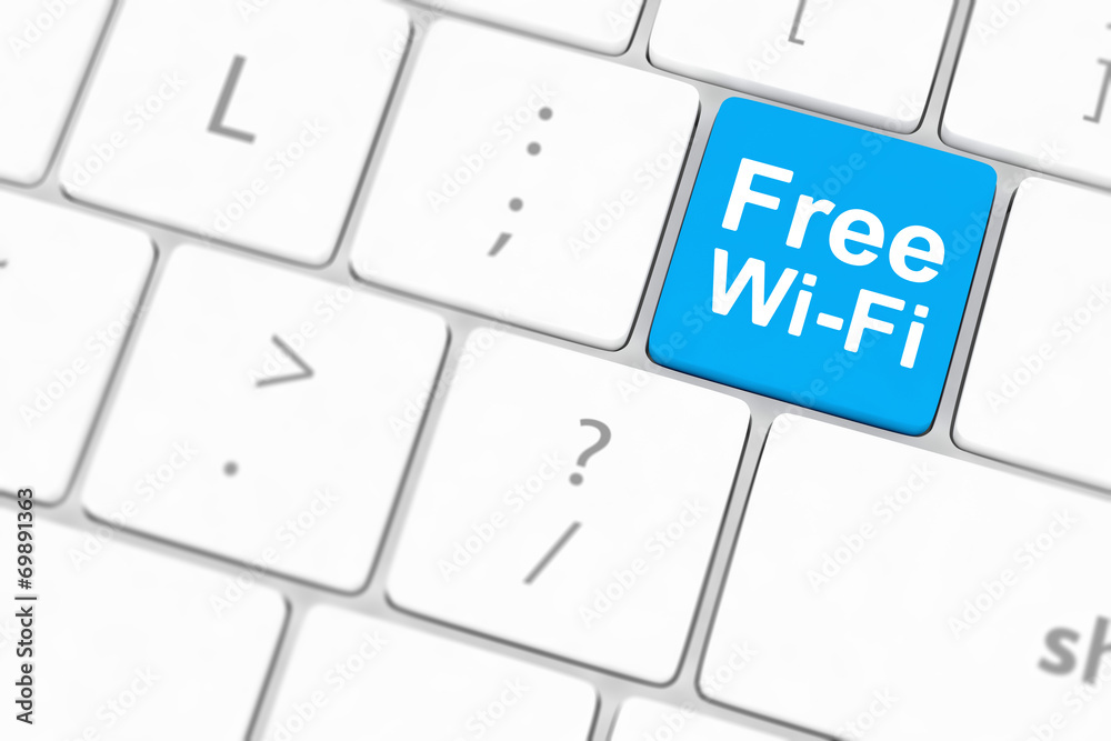 Free WI-FI button on keyboard with soft focus Free WI-FI button on keyboard with soft focus