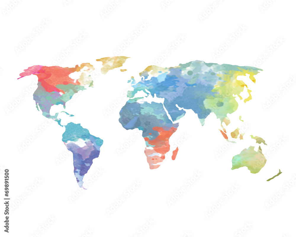 Obraz Plakat mapę świata akwarela