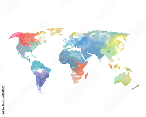 Obraz na płótnie Plakat mapę świata akwarela