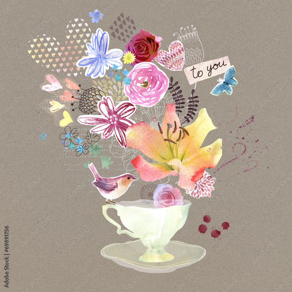 Fototapeta premium Watercolor card