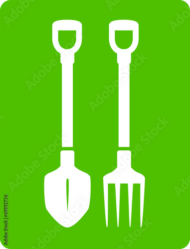 shovel and pitchfork icon - tools for garden