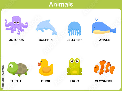 Cute vector Set of Animal for kids : Flat design